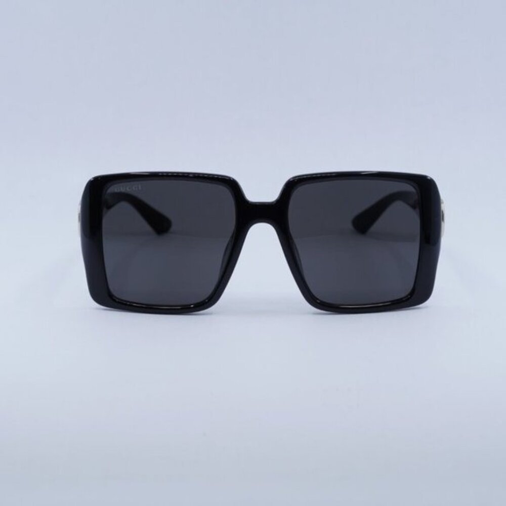Gucci GG1692SA 001 Sunglasses Shiny Black Square Frame, Grey Lenses - Picture 2 of 10